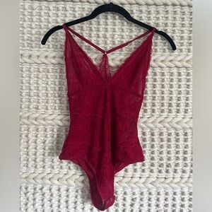 DYNAMITE XS Red Lace Bodysuit